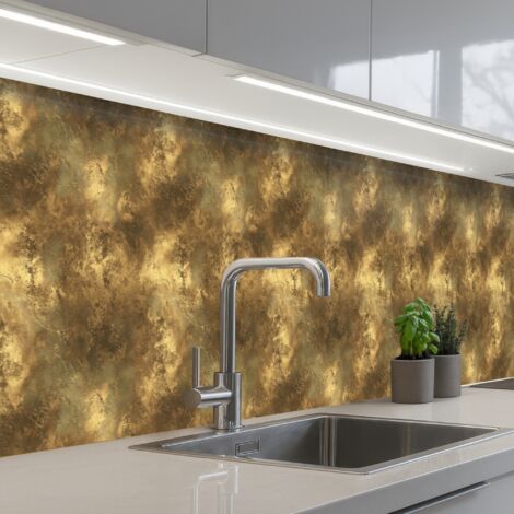SALPICADEROS DE COCINA Antiguo - aspecto metálico - Oro 500x80