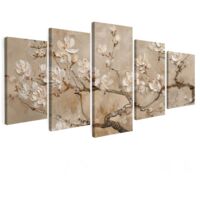 CUADRO EN LIENZO Beige - Flor - Moderno Set de 5 150x80