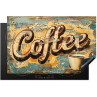 PROTECTOR DE PLACAS DE INDUCCIÓN Café - Vintage - Marrón - Taza Tapa Protectora De Cocina 81.6x52.7 cm