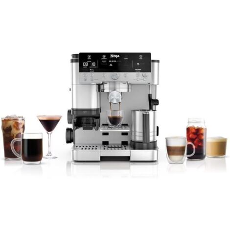Ninja – Cafetière expresso semi-automatique 1650W – 1 tasse – Réservoir 2L – Broyeur intégré avec 25 réglages de mouture – Buse vapeur - ES601EU