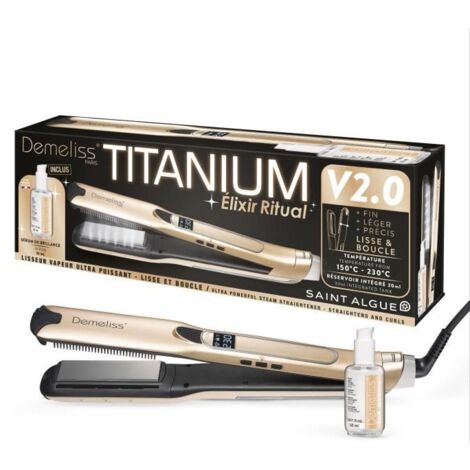 Lisseur vapeur - SAINT ALGUE - Coffret Premium Demeliss TITANIUM V2.0 - Lissage Haute Performance + Soin Brillance Intense