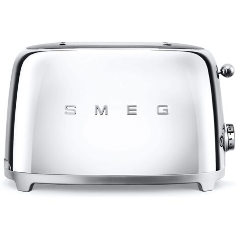 Smeg – Grille-pain 2 fentes 950W chrome – Fentes extra-larges 36mm – Éjection automatique – Fonction réchauffage et décongélation - tsf01sseu