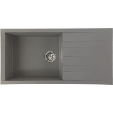 STRADOUR Evier a encastrer CUBE, en SMC GRIS BETON - 16,  1 bac, dim. 100  50 cm, vidage manuel