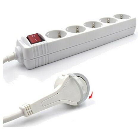 Barre ewent cinq prises ac avec prise plate longueur câble 1,5 mt (1/2)