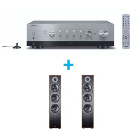 Amplificateur Hi-Fi Yamaha R-N800A Argent + une paire d'enceintes colonne Magnat Monitor S70 Noyer