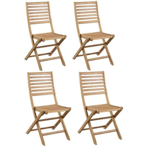 Lot de 4 chaises de jardin pliantes en Acacia FSC - 47 x 57,5 x H.89,5 cm (1/5)