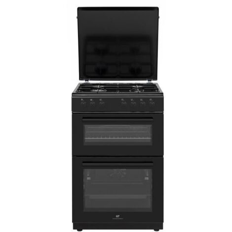 Cuisinière mixte CONTINENTAL EDISON CEDF6060B1 4 brûleurs gaz double four 39 L noir chaleur brassée (1/3)