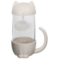 Tasse et infuseur à thé Chat La chaise longue Blanc