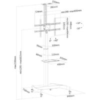 MOBILE FLAT SCREEN FLOOR STAND (HEIGHT: 130-162 CM) 0,000000 Noir