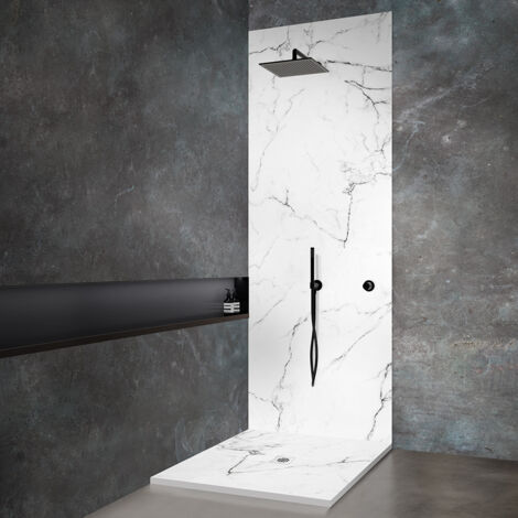 Receveur de douche en résine 120x120 cm imitation marbre blanc (1/5)