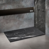 Receveur de douche en résine 120x90 cm imitation marbre noir