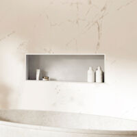 Niche design 40x40 cm encastrable en acier inox couleur blanche