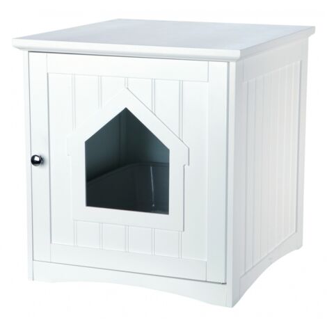 Refugio para gatos con caja de arena blanca. 49 x 51 x 51 cm.