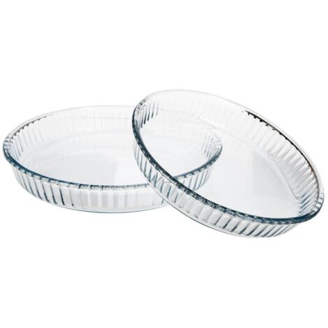 Set de 2 platos redondos de vidrio. (1/4)