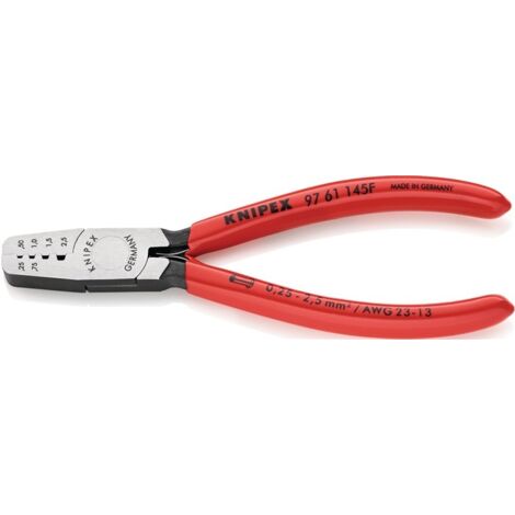 Knipex 97 61 145 F - Alicate para entallar punteras 145 mm con mangos PVC - herramienta profesional duradera, calidad garantizada, envío en 24h