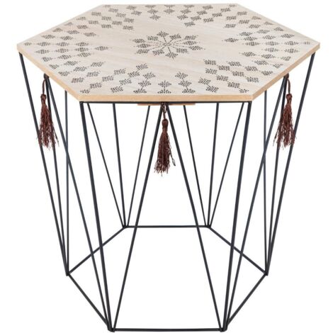 Mesa de centro 'Kumi' octogonal - metal y madera - Atmosphera créateur d'intérieur