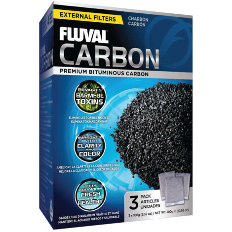 Fluval Carbón Activo Negro Sobres 100 g para Acuario