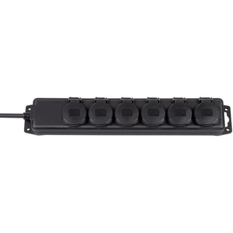 Regleta de distribución de 6 tomas para exterior en color negro Brennenstuhl (1/2)