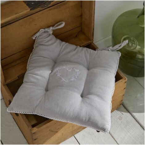 Assise matelassée - TODAY - CHARME - Chambray x Petite Broderie Constance - 40 x 40 cm (1/5)