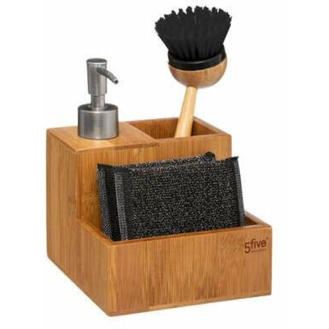 DISPENSADOR DE JABÓN + PINCEL + ESPONJA EN BAMBÚ (1/4)