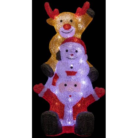 Papá Noel y muñeco de nieve iluminados para exterior H58cm 60 LED + transformador - Feeric lights & christmas