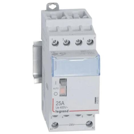 Contactor con bobina 230 V 4P 250V 25 A 4 NA 2 módulos. LEGRAND 412551