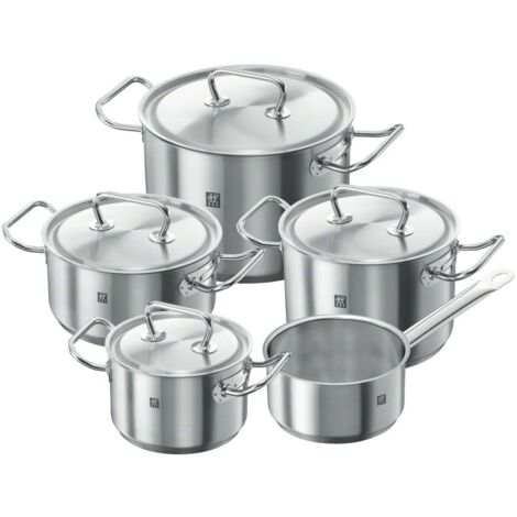 ZWILLING Juego de ollas de 5 Piezas, 4 Tapas, Apto para Inducción, Acero Inoxidable, Twin Classic