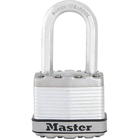 MASTER LOCK Candado Alta Seguridad, Llaves, Acero Laminado, Exterior, Archo M, M1EURDLF - para Portales, Garages, Sótanos, Color Plateado, 45 mm