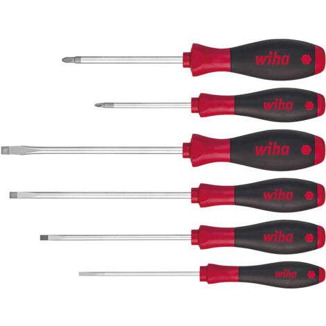 Wiha Juego de destornilladores SoftFinish® ranurados, Pozidriv, de 6 unid (07153)