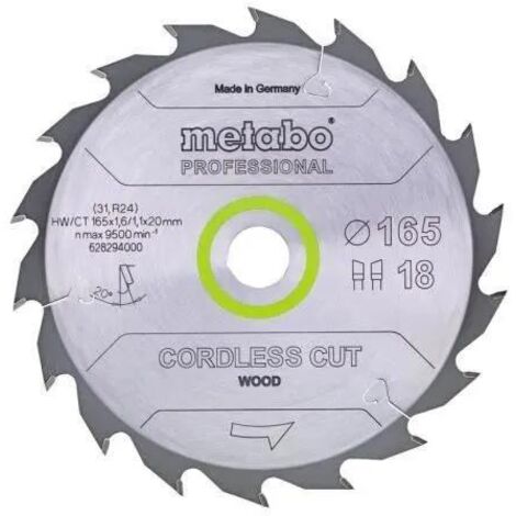 Metabo Hoja de sierra circular 165 mm 18 dientes carburo (1/2)