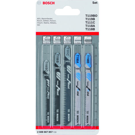 Bosch 2608667857 Hoja de sierra de calar Basic Wood and Metal 5 uds
