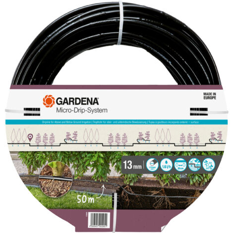 GARDENA Línea de goteros micro riego 1,6 l/h superficie o enterrado 50 m del sistema de riego por goteo de fácil instalación (13504-20) (1/5)