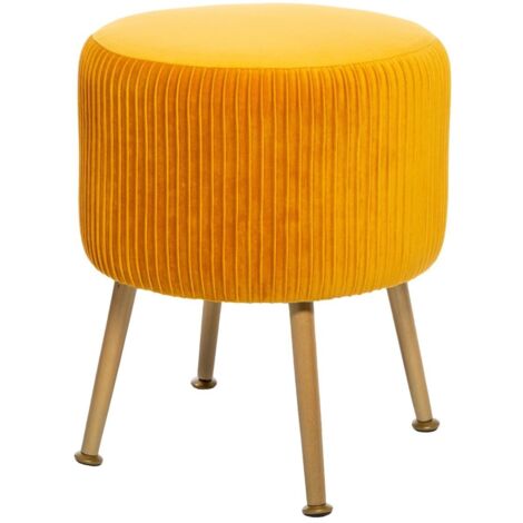 Taburete 'Solaro' mostaza en terciopelo plisado - Atmosphera créateur d'intérieur