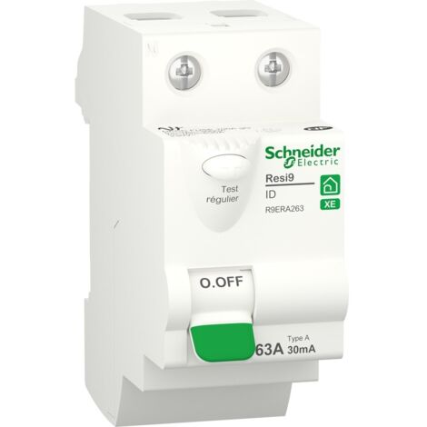 Resi9 XE - interrupteur différentiel - 2P - 63A - 30mA - Type A - embrochable