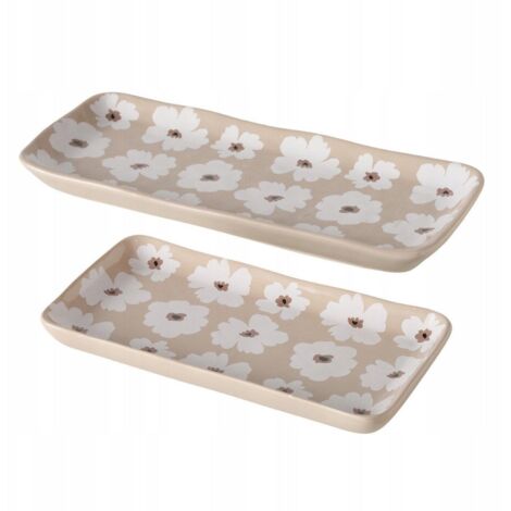 Boltze CANEA colgadores de cerámica beige con decoración floral (1/3)