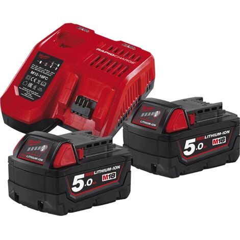 Milwaukee M18 NRG-502 Batería Starter Set 18 V 2x M18 B5 batería 5.0 Ah + M12-18 FC cargador ( 4933459217 )