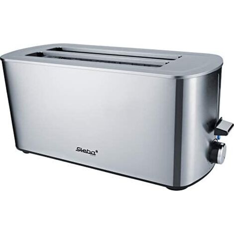 Steba Tostadora automática de ranura larga TO 21 Inox, para 4 rebanadas de tostadas, carcasa antihuellas, 7 niveles de tostado ajustables, 4 funciones: tostar, descongelar, calentar, parar (1/5)