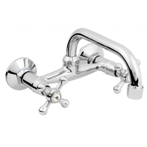 Grifo de pared retro, caño C, 20 cm