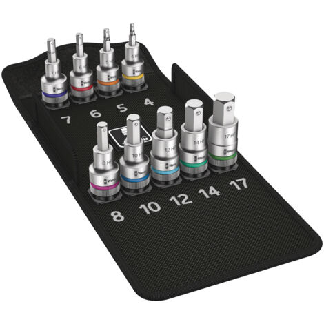 Wera 8740 C HF Juego de 9 llaves de vaso cromadas