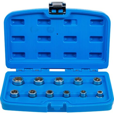 Juego extractor para tornillos y tuercas  10 mm (3/8")  métrico  11 piezas (1/4)