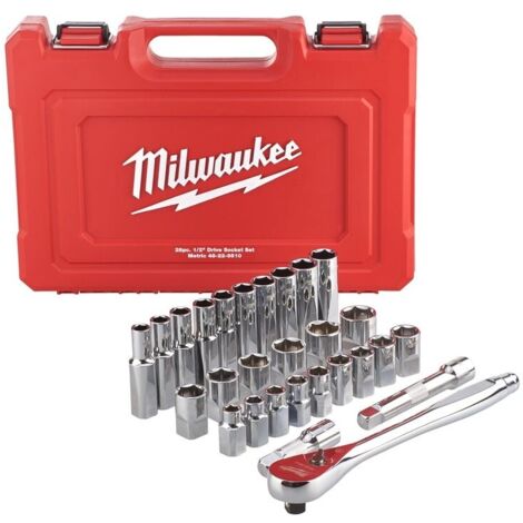 Milwaukee Juego de llaves de vaso rojo 28 piezas duradero (1/4)