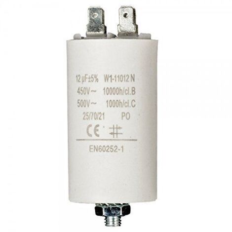 Condensador de arranque para motor electrico 450 VAC 12.0 uF Blanco