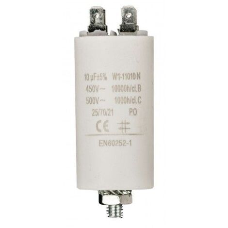 Condensador de arranque para motor electrico 450 VAC 10.0 uF Blanco (1/4)