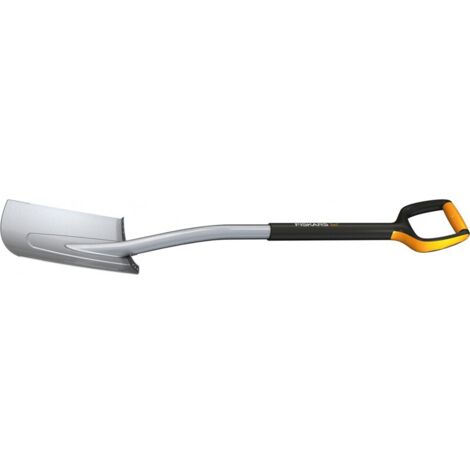 Fiskars Pala de jardín, Borde redondo para suelos blandos, longitud: 120 cm, Negro/Naranja, 1003681
