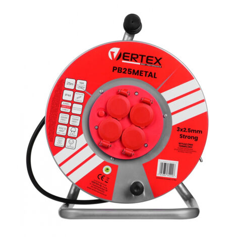 Vertex PB25METAL cable alargador eléctrico negro 25 metros (1/6)