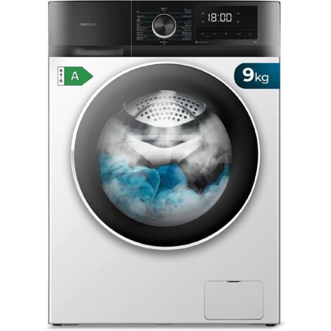 Cecotec Lavadora 9Kg Carga Frontal Bolero Dresscode 9500 Inverter A. 1900W, 1400 rpm, Motor Inverter Plus, Bajo Consumo, 16 Programas, SteamMax, Delay Start, Blanco