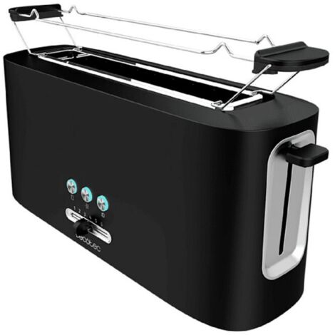 Cecotec Tostadora Vertical Toast&Taste 10000 Extra. 980 W, Ranura larga extraancha, 3 Funciones preconfiguradas, Diseño en plástico con acabados en acero inox, Incluye Varillas superiores