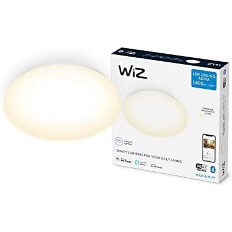 WiZ – Lámpara inteligente Plafón de techo Adria LED 17W, Luz Blanca Cálida Regulable 2700k,Wi-Fi, con tecnología SpaceSense y compatible con Alexa y Google Home, 32cm diámetro (1/5)