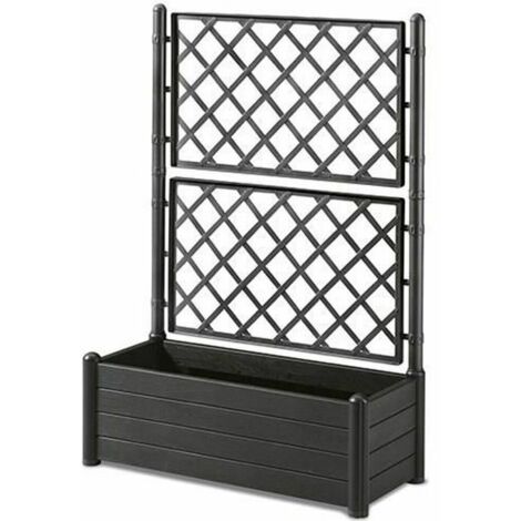 STEFANPLAST Bac a fleurs rectangulaire avec treillis - Finition en bois - 100 x 43 x H 142 cm - 80 L - graphite