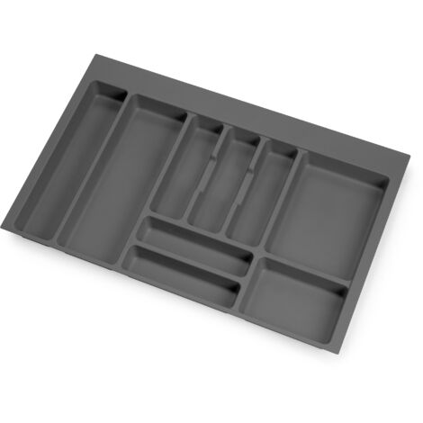 Emuca Optima organizador de cubiertos gris antracita 9 compartimentos